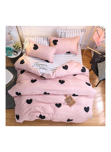 طقم مفروشات سرير قطني متعدد الألوان بتصميم زهور مكون من 4 قطع