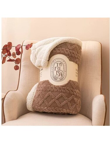 بطانية صوفية فاخرة من الكشمير، مقاس سوبر كينج، لون أزرق مخضر دافئ، قابلة للاستخدام على الوجهين، مصنوعة من الصوف الناعم، مقاس 200 × 230 سم - بني