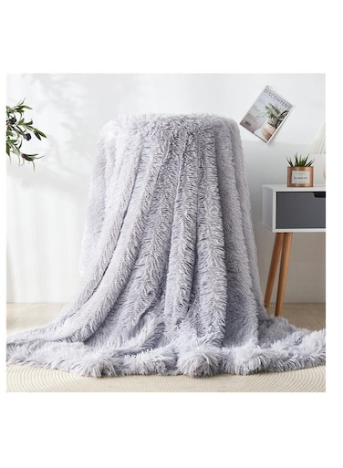Baig Jaffiust Decorative Extra Soft Faux Fur Throw Blanket 50"X62", Solid Lightweight Fuzzy Reversible Long Hair Shaggy Blanket, Fluffy Cozy Plush Mink Fleece Comfy Microfiber Blanket