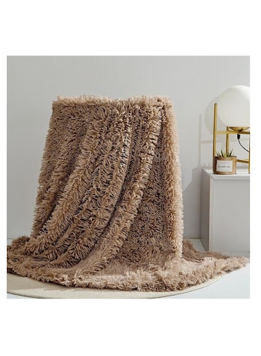 Baig Soft Long Plush Bed Cover Polyester Single Size Blanket Soft Faux Fur Bedspread Blankets Sofa Bedding Hotel Travel Warm Bedding Blanket -160*130cm