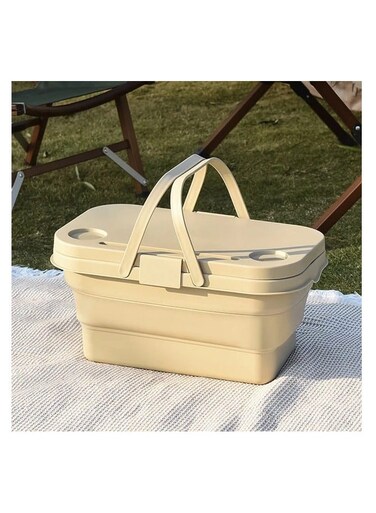 Generic Foldable Collapsible Picnic Basket Multi-Functional Water-Proof Storage With Lid Basket For Camping Outdoor
