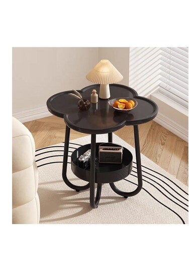 Baig Modern Clover-Shaped Side Table With Storage Shelf - Elegant Multi-Use Accent Table For Living Room, Bedroom, Or Office