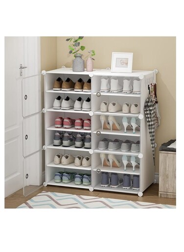 Generic Multilayer Simple Shoe Cabinet DIY Assembled Space-Saving Shoe Organizer Shelf Home Dorm Storage Closet Dustproof Shoes Rack Box