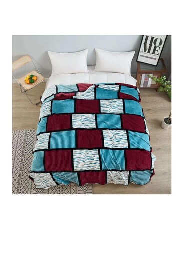 بطانية بيج فائقة النعومة والراحة، بملمس ناعم كالفرو، مقاس كبير جدًا، بنقشة مخملية مخططة، مثالية للرمي على الأريكة/السرير/السفر، قابلة للتهوية، 200 × 230 سم - متعددة الألوان