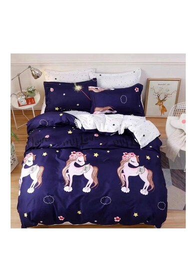 طقم بيج مكون من 4 قطع، لحاف مفرد للأطفال - خفيف الوزن، قابل للغسل في الغسالة، بنقوش لطيفة، 160 × 210 سم