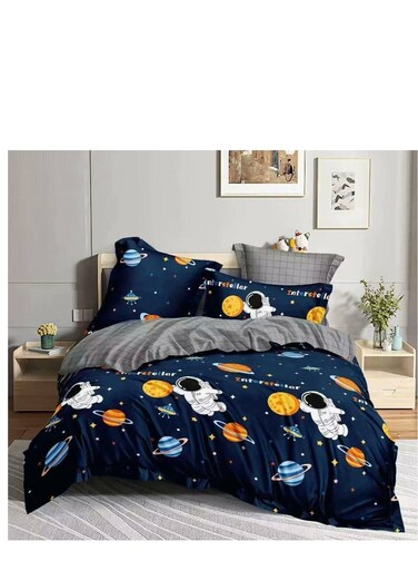 طقم بيج مكون من 4 قطع، لحاف مفرد للأطفال - خفيف الوزن، قابل للغسل في الغسالة، بنقوش لطيفة، 160 × 210 سم