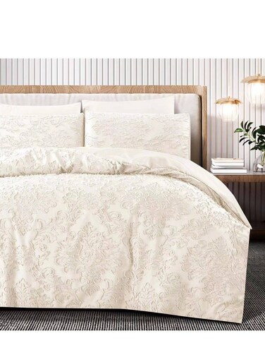 طقم ملاءات سرير وغطاء لحاف من بيج، 6 قطع، مقاس كينج - 220×240 سم - ناعم ومريح وأنيق (AC-1)
