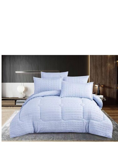 طقم ملاءات سرير وغطاء لحاف من بيج، 6 قطع، مقاس كينج - 220×240 سم - ناعم ومريح وأنيق (AC-1)