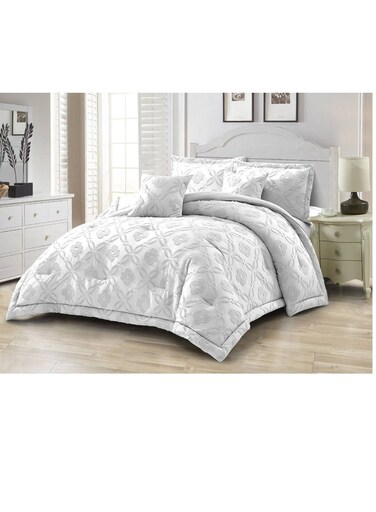 طقم ملاءات سرير وغطاء لحاف من بيج، 6 قطع، مقاس كينج - 220×240 سم - ناعم ومريح وأنيق (AC-1)