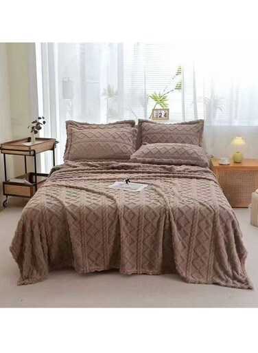 Baig Blanket And Matching Pillowcases Wool Blanket Double Layer Thickening Blanket Warm Plaid Fleece Super Warm Soft Throw Sofa Bed Cover 2Pcs Pillowcases 230*200cm