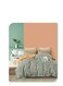 طقم مفروشات بيج مكون من 4 قطع - غطاء لحاف 160×210 سم + شرشف مطاطي + 2 غطاء وسادة، قطن 100%