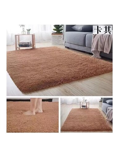 سجاد عادي لغرفة المعيشة، سجادة سميكة عصرية من الحرير والصوف لغرفة الأطفال، ديكور عصري، سجادة كبيرة منفوشة بلون الكاكي