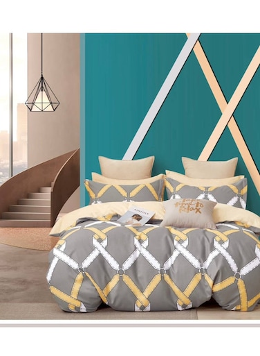 Generic 6-Piece Duvet Cover Set Tufted Geometric Bedding Set - Cationic Microfiber, Soft &amp; Breathable