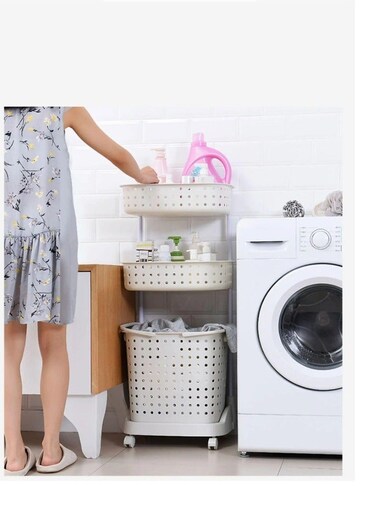 Baig Plastic Laundry Basket Super Load-Bearing Dirty Clothes Basket Multi Layer Mbined Type Toy Storage Basket With Pulley