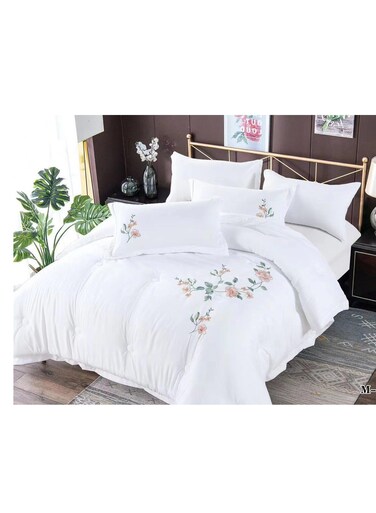 Baig Luxury Rose Embroidery Cotton Duvet Cover Set Korean Style Bedding Princess Solid Color Bedspread Bed Sheet Pillow Cases