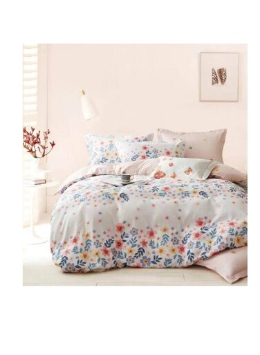 Baig Comforters 6Pcs Vintage Quilted Bedding Set, Includes 1 Fixed Quilt, 1 Fitted Sheet, And 4 Pillowcases, Floral Design