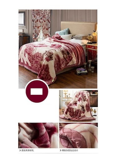 Baig Double Layer Winter Thick Raschel Mink Weighted Microfiber Blanket For Double Bed Soft Warm Heavy Fluffy Throw Blankets Ss130 200 X 230cm-Multicolor