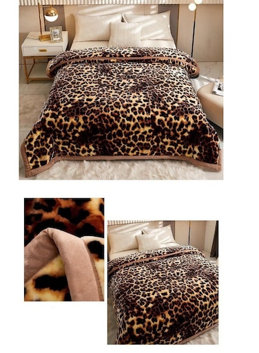 Baig Winter Thickened Raschel Blanket Double Layer Blanket Wedding Blanket Outdoor Camping Travel Polyester Double Layer Solid Mink Super King Size Blanket 200*230cm-Multicolour
