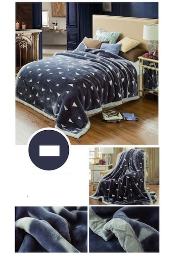 Baig Double Layer Winter Thick Raschel Mink Weighted Blanket For Double Bed Soft Warm Heavy Fluffy Throw Blankets Blue