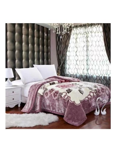 بطانية بايج الشتوية السميكة من قماش الراشيل، طبقتان، مناسبة لحفلات الزفاف، مقاس كبير جدًا، مثالية للتخييم والسفر في الهواء الطلق، مصنوعة من البوليستر، طبقتان، لون مينك سادة، 200 × 230 سم