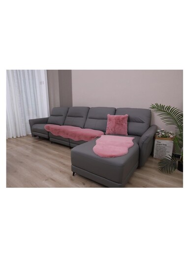 Baig 3Pcs Set, 1Pc Couch Carpets 180*60cm, 1Pc Half Couch Carpet 90*60cm, 1Pc Pillow With Filling 45*45cm, Soft Faux Fluffy Rugs Artificial Sheepskin Long Hair Carpet Floor Wool Fluffy Mat, Non Slip