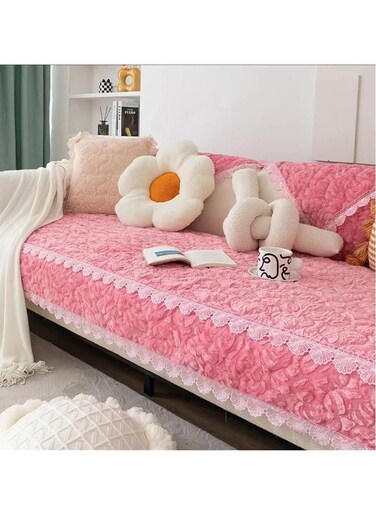 غطاء أريكة بيج الدافئ، سميك، مخملي، مانع للانزلاق، غطاء أريكة زاوية على شكل حرف L، 210 × 90 سم