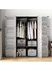 خزانة ملابس عامة قابلة للفصل مكونة من 16 وحدة، لون أسود/أبيض، أبعادها 147×47×147 سم