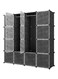 خزانة ملابس عامة قابلة للفصل مكونة من 16 وحدة، لون أسود/أبيض، أبعادها 147×47×147 سم