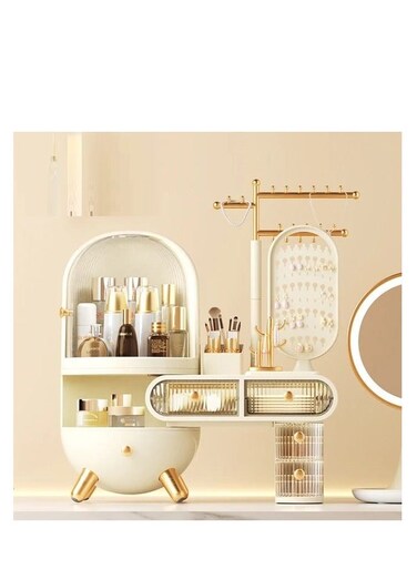 Generic Dressing Table Cosmetics Storage Box Jewelry Dustproof Drawer Home Skincare Storage Box With Mirror Multifunctional Storage