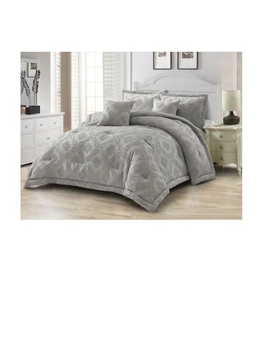 طقم بيج مكون من 6 قطع، مقاس كينج، طقم لحاف قطني دافئ مطرز بحشوة ألياف سميكة، لحاف (220*240 سم) ملاءة سرير مثبتة (200*200*30 سم)