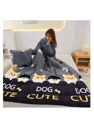 Generic Lazy Person Quilt With Sleeves Children's Kick Resistant Quilt Winter Single Person Wearable Multifunctional Sofa Pillow Quilt