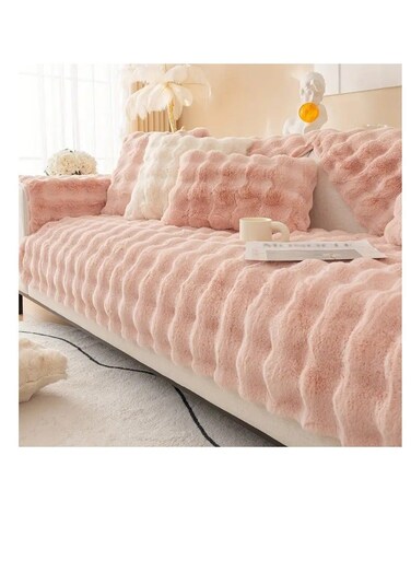 طقم بيج مكون من 3 قطع من أغطية الأرائك المخملية المقاومة للوبر، غطاء أريكة سميك ودافئ، غطاء مقعد أريكة بتغطية كاملة، مقاوم لشعر الحيوانات الأليفة، غطاء مانع للانزلاق ومرن