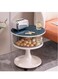طاولة جانبية دوارة حديثة من بيج لتخزين الوجبات الخفيفة - منظم متعدد الطبقات مع درج مخفي وعجلات متحركة وسطح أملس