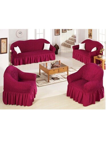 طقم أغطية كنب بيج بريميوم من القطن المطاطي (3+2+1 مقعد) - مقاس عالمي بتصميم حافة - أغطية أنيقة وواقية للأثاث