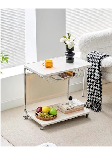 طاولة جانبية متحركة للأريكة من بايغ مزودة بعجلات، رف بسيط بجانب السرير، أثاث غرفة المعيشة، طاولة قهوة صغيرة أنيقة