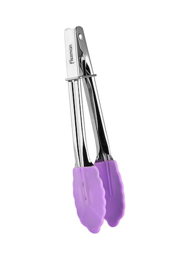 Stainless Steel with Silicone Kitchen Tongs Purple 17cm