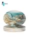 Set of 4 Marble Pattern Coasters - Round Drink Absorbent Stone Coasters Set with Ceramic Stone and Cork Base Tabletop Protector for Various Cups (Blue)