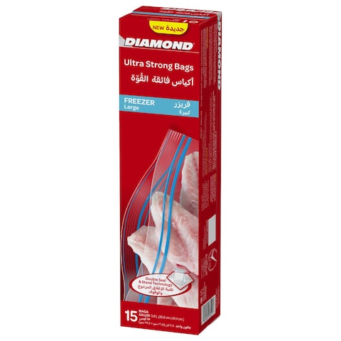 Diamond Freezer Zipper Large Clear 15 Bags