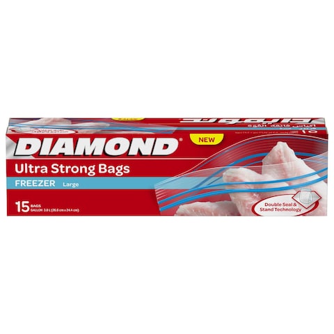 Diamond Freezer Zipper Large Clear 15 Bags