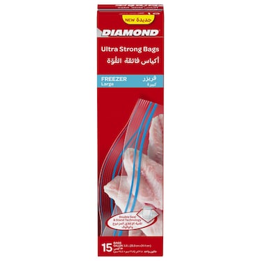 Diamond Freezer Zipper Large Clear 15 Bags