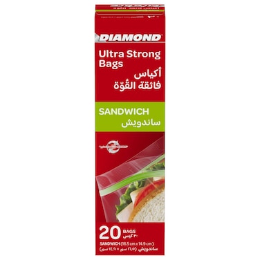 Diamond Zipper Sandwich Bags Clear 20 Bags