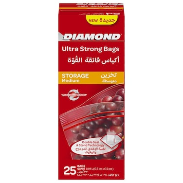 Diamond Storage Zipper Bags Medium Clear 25 Bags