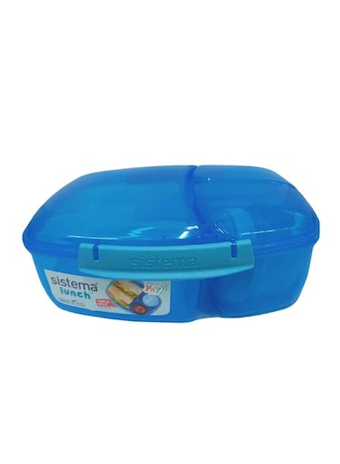 Sistema Triple Split Lunch Box &amp; Yogurt compartment 2L Blue : Multi-Compartment - Meal Container - Leak-proof - Portable - Lunch Container Blue