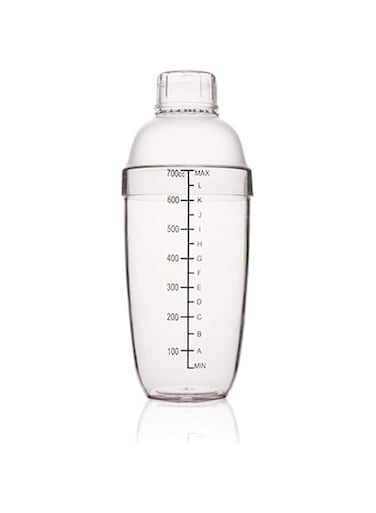 FEOOWV Plastic Cocktail Shaker,Drink Mixer Hand Shaker Cup with Scales,Transparent 8695