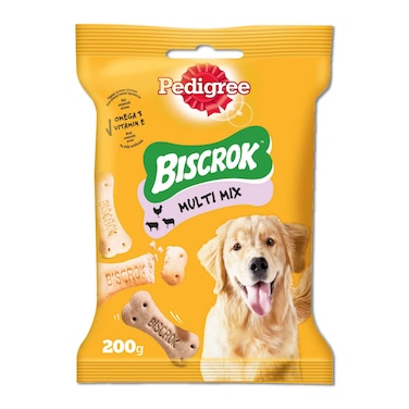 Pedigree Dog Treats, Biscrok Multi Mix Dog Treat with Chicken, Beef, and Lamb Flavour, 200g
