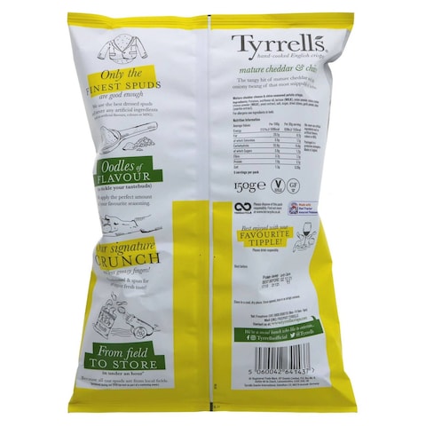 Tyrrells Mature Cheddar and Chives Chips, 150g