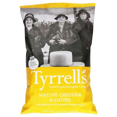 Tyrrells Mature Cheddar and Chives Chips, 150g