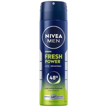 NIVEA MEN Fresh Power, Antiperspirant for Men, Derma Active 48H Odour Protection Infinifresh Long Lasting Freshness, Spray 150ml