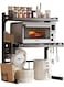 Metal Microwave Oven Rack Expandable Kitchen Utensils Tableware Storage,3 Tier Adjustable Microwave Oven Rack with 6 Hooks Chopping Block Frame Tool Holder Chopsticks Tube, Black