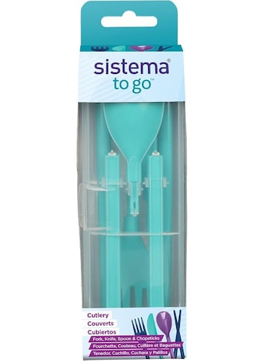 To Go Collection Cutlery Set, 4-Piece Set, Minty Teal